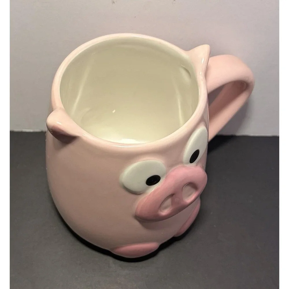Pink Ceramic Pig Novelty Coffee Cup Mug Raised Detail 14 Oz TAG Hand Painted - Picture 7 of 8